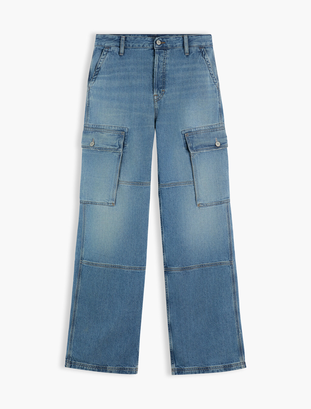 Mia Mid Rise Relaxed Straight Cargo Jeans, Denim Medium, hi-res