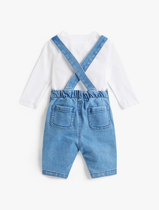 Denim Dungarees And T-Shirt Set