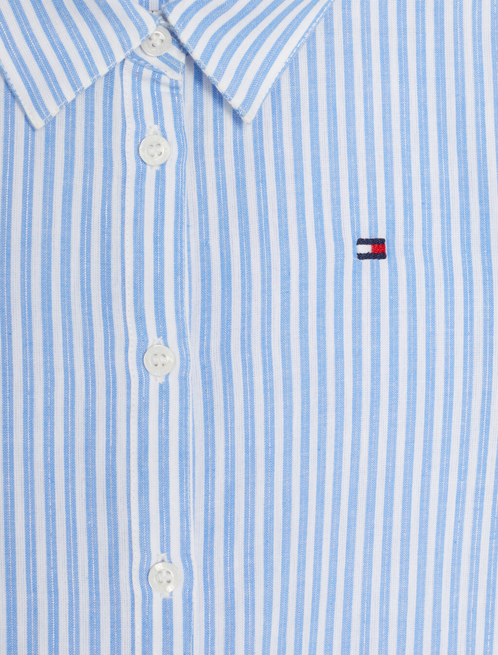 Metallic Stripe Relaxed Fit Shirt Dress, Blue Stripe, hi-res