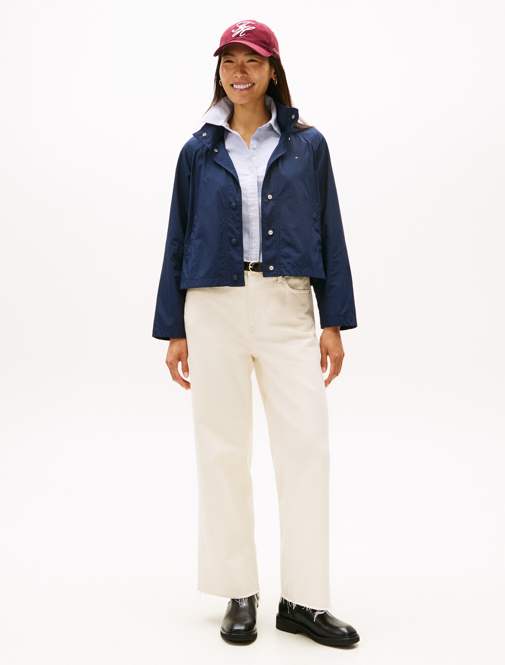 Cropped Nylon Windbreaker, Dark Night Navy, hi-res