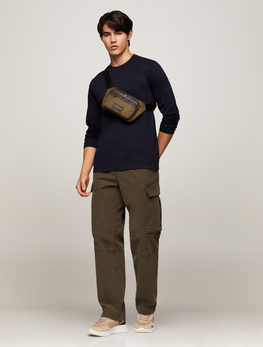 Casual Logo Patch Bum Bag, Brown Olive, hi-res