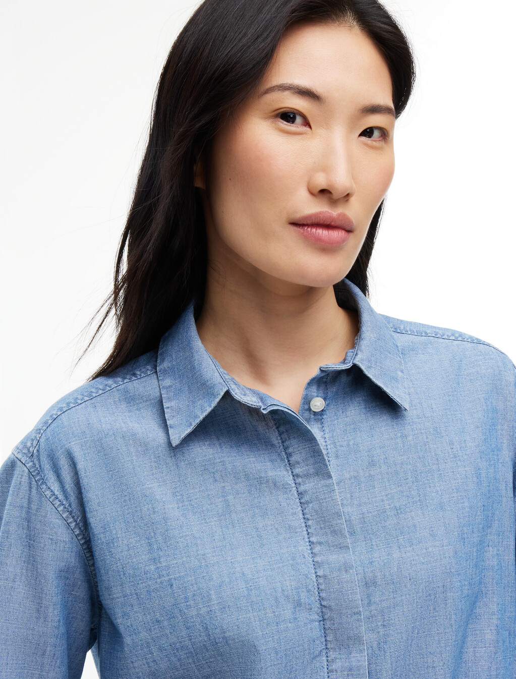 Chambray Tie Shirt, Denim Light, hi-res