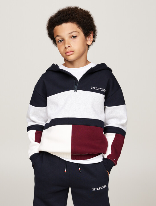 Colour-Blocked Quarter-Zip Hoody