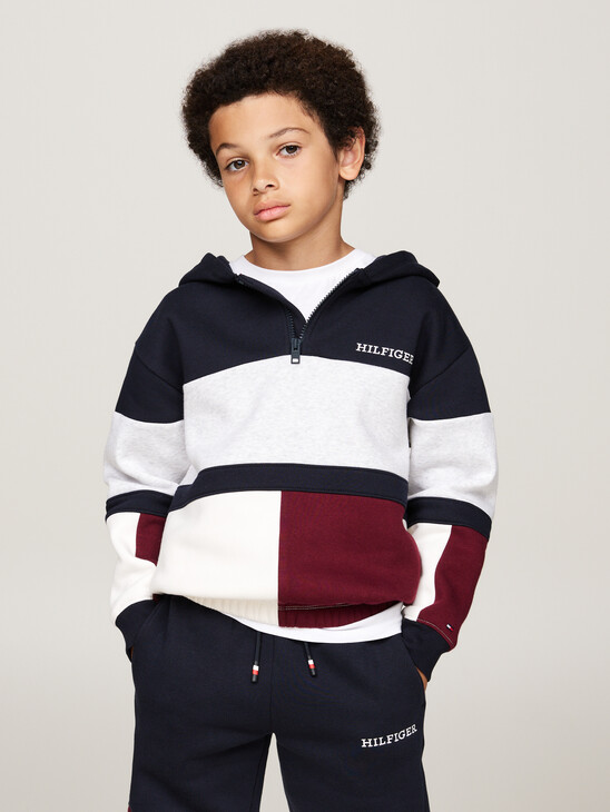 Colour-Blocked Quarter-Zip Hoody