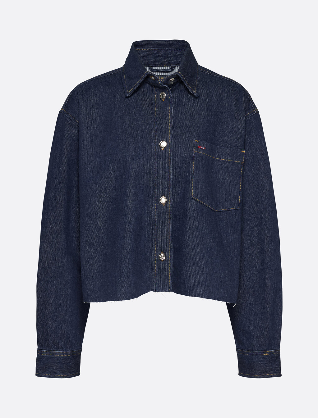 Cropped Denim Shirt Jacket, Denim Dark, hi-res