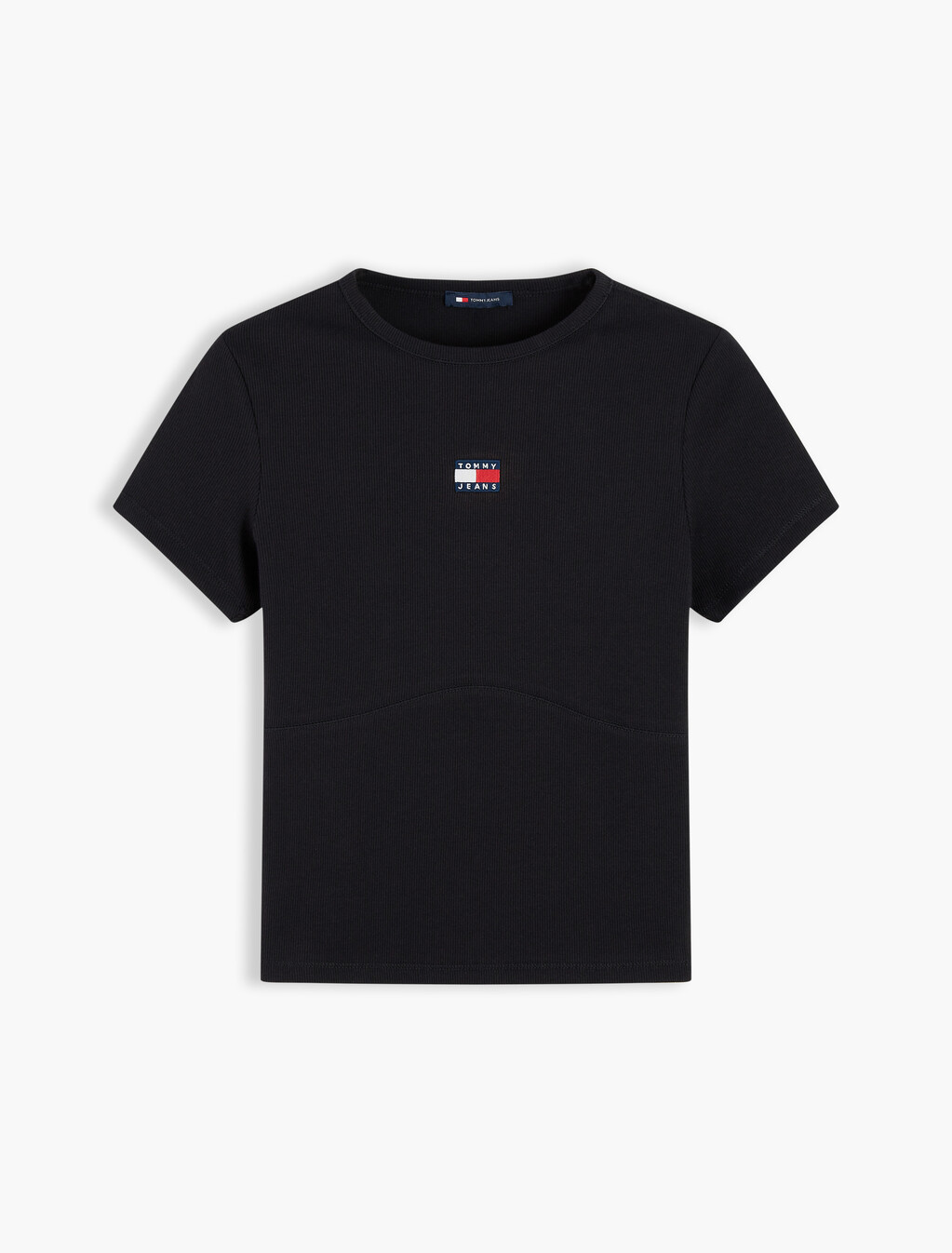 Tommy Badge Ribbed Slim T-Shirt, Black, hi-res