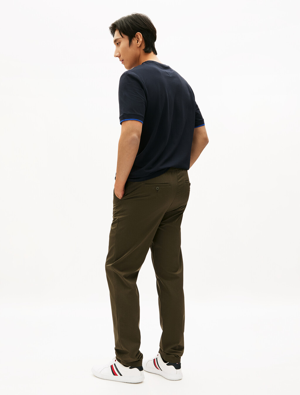 Airdot Elastic Waistband Slim Pants, Army Green, hi-res