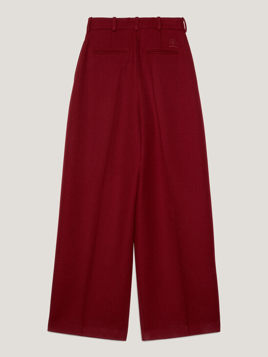 Textured Wool Chino Wide Leg Trousers