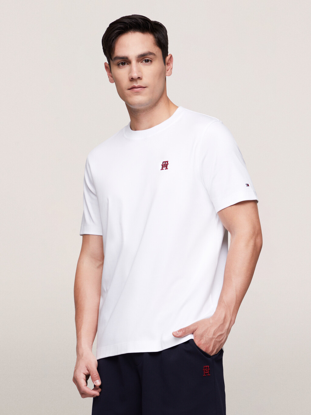 TH Monogram Interlock Cotton T-Shirt, Optic White, hi-res