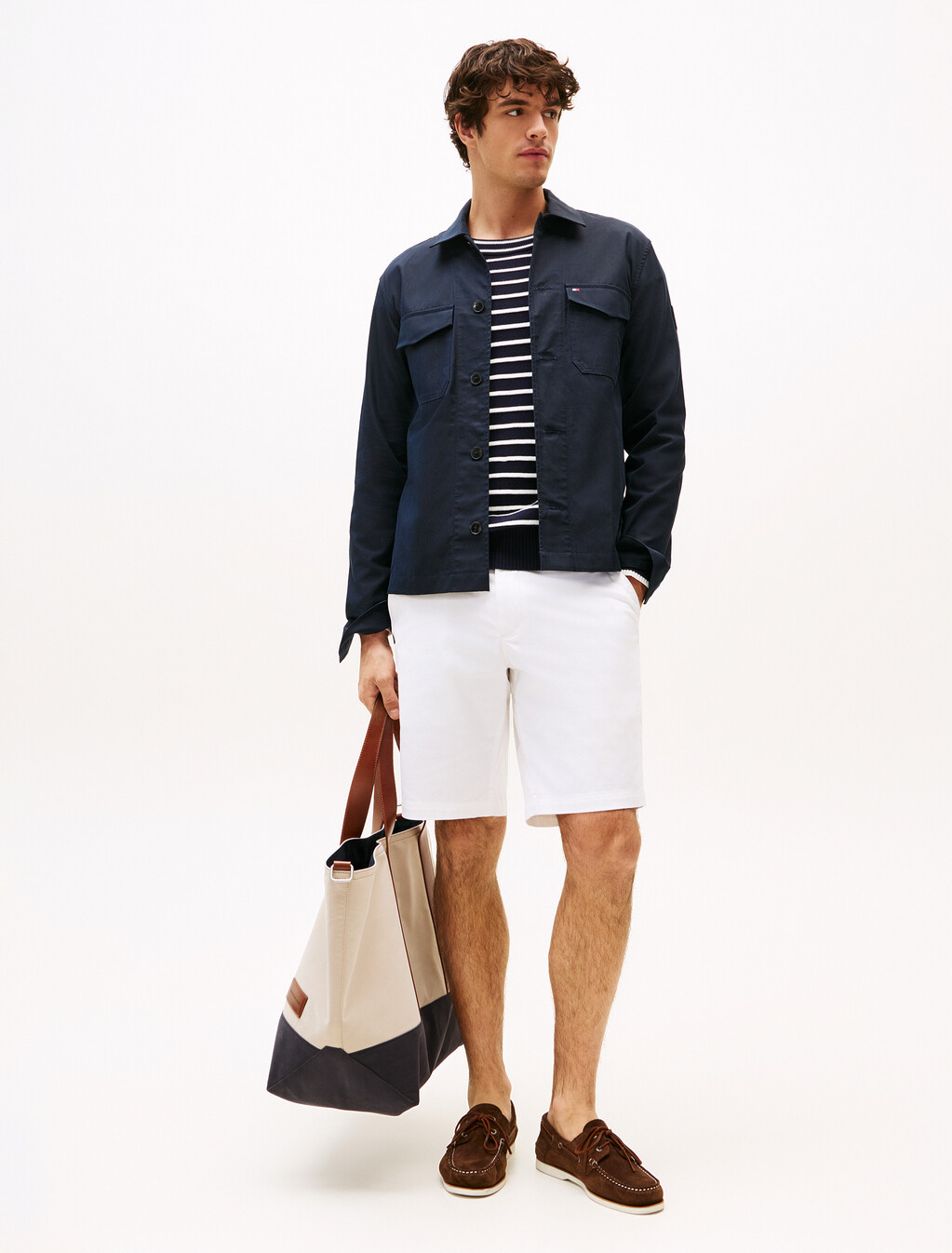 Flag Embroidery Twill Shirt Jacket, Desert Sky, hi-res