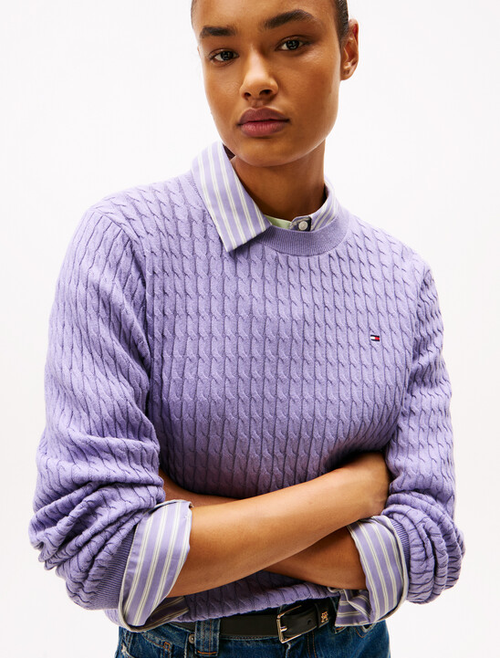 Fine Cable Knit Crew Neck Jumper