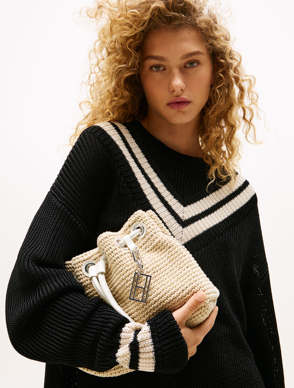 The Runway Collection Crochet Shoulder Bag, Ecru, hi-res