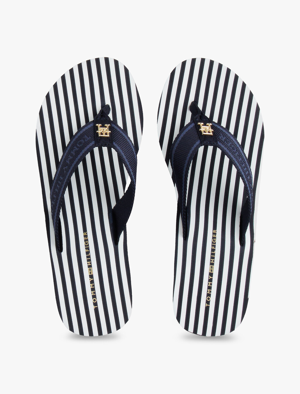 Stripe Logo Webbing Wedge Flip-Flops, Space Blue, hi-res