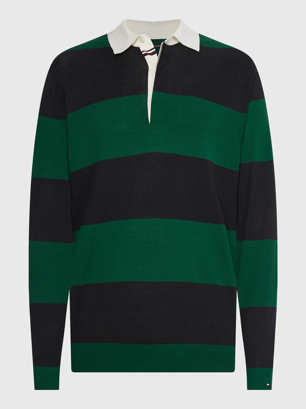 條紋針織欖球裇衫, Black/Prep Green/Ivory, hi-res