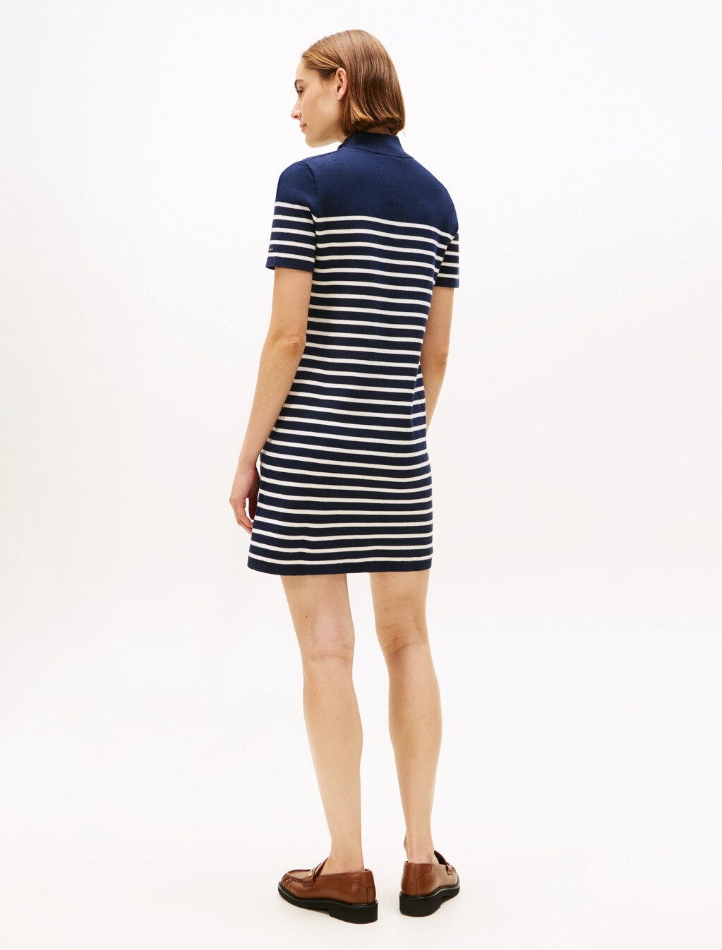 Jersey Mock Neck Mini Jumper Dress, Placed Thin White Stp Sweaters, hi-res
