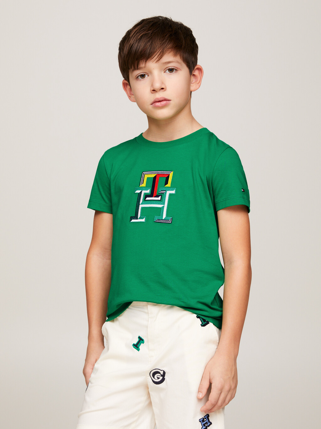 TH Monogram Multicolour Embroidery T-Shirt, Olympic Green, hi-res