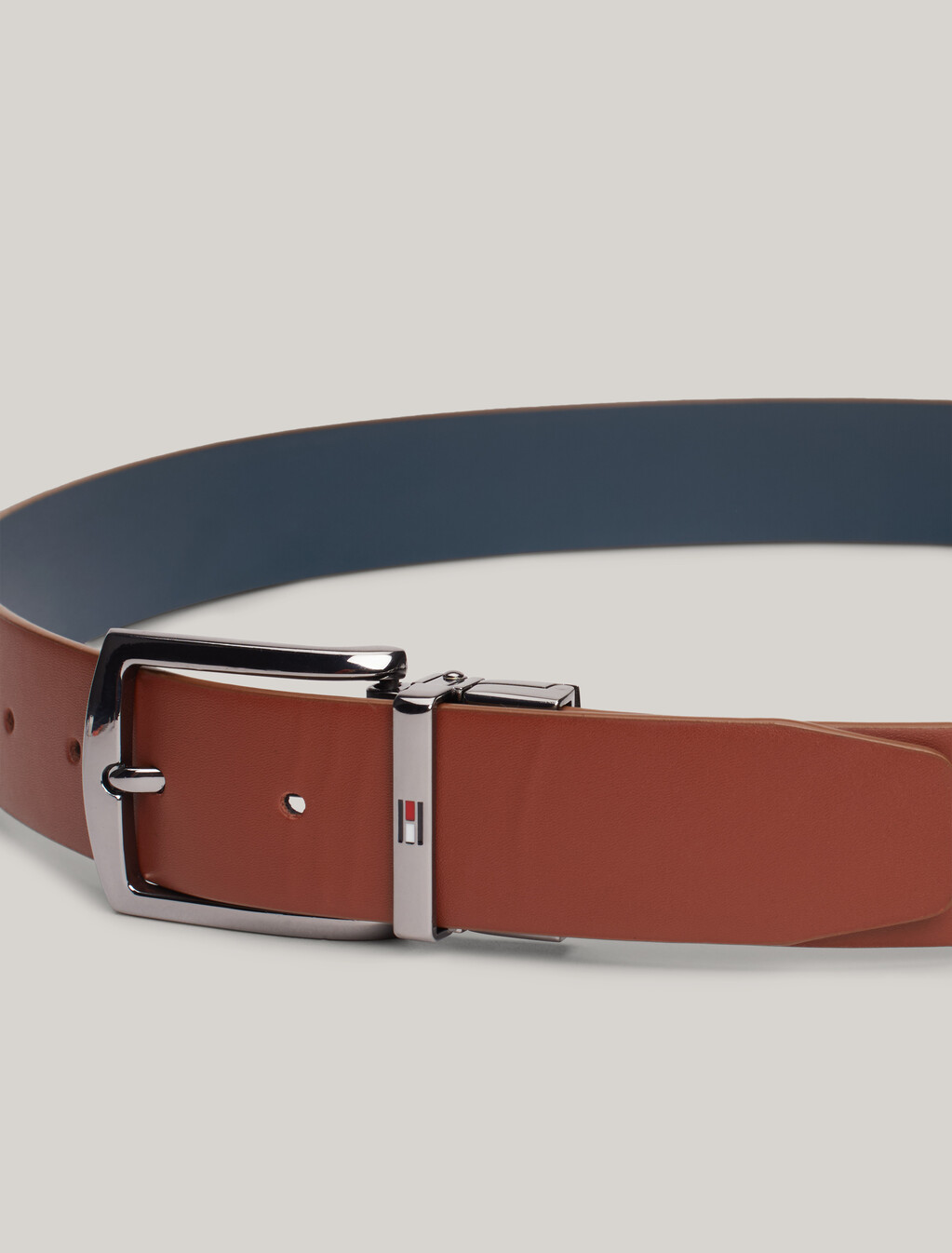 Denton Reversible Square Buckle Leather Belt, Military Denim / Tan, hi-res