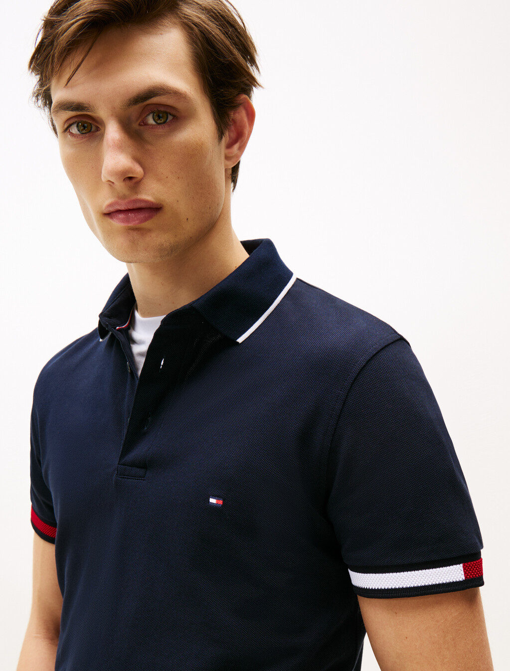 Slim Fit Signature Cuff Polo Shirt, Desert Sky, hi-res