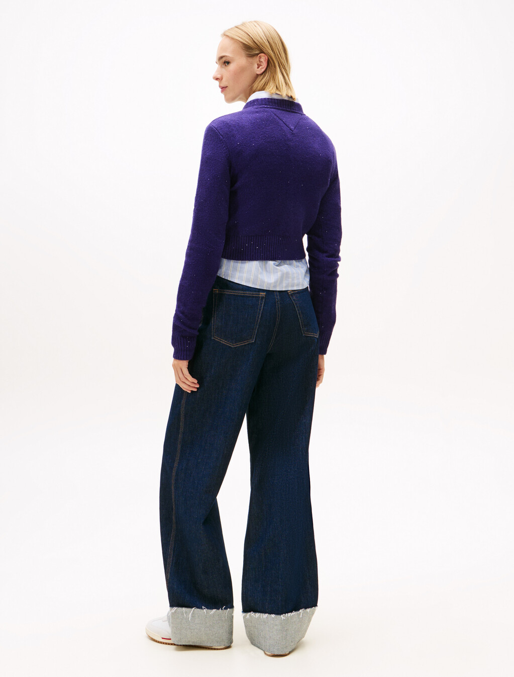 Tommy Flag Sequin Slim Jumper, Nocturnal Purple, hi-res