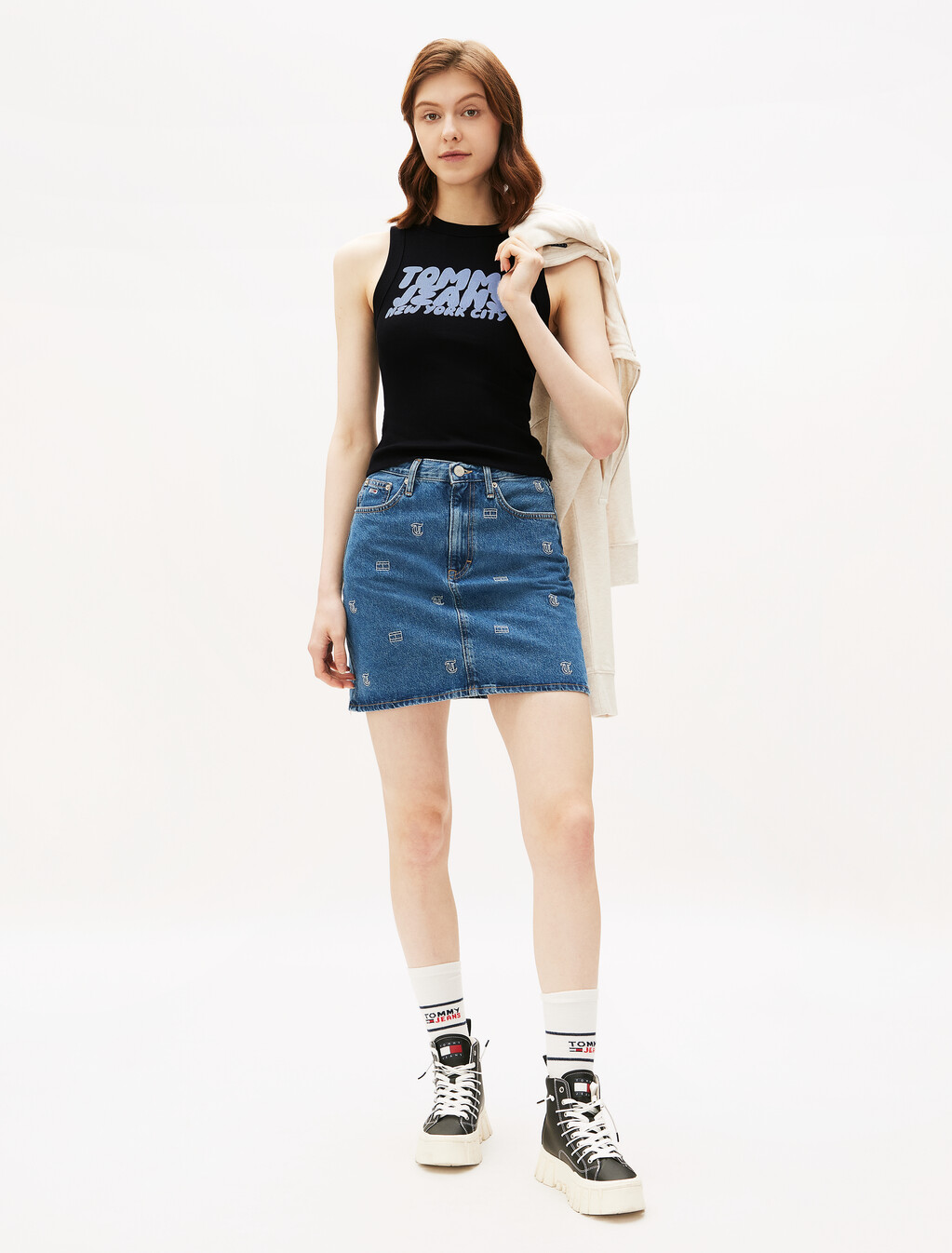 Bubble Logo Slim Tank Top, Black, hi-res
