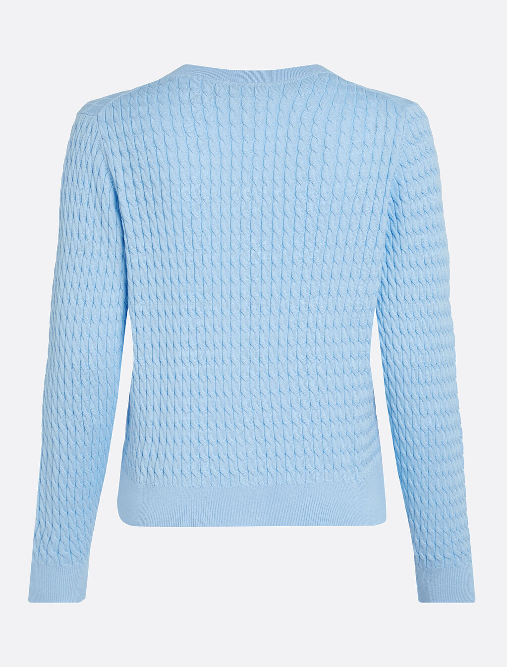 Cable Knit Crew Neck Cardigan, Vessel Blue, hi-res