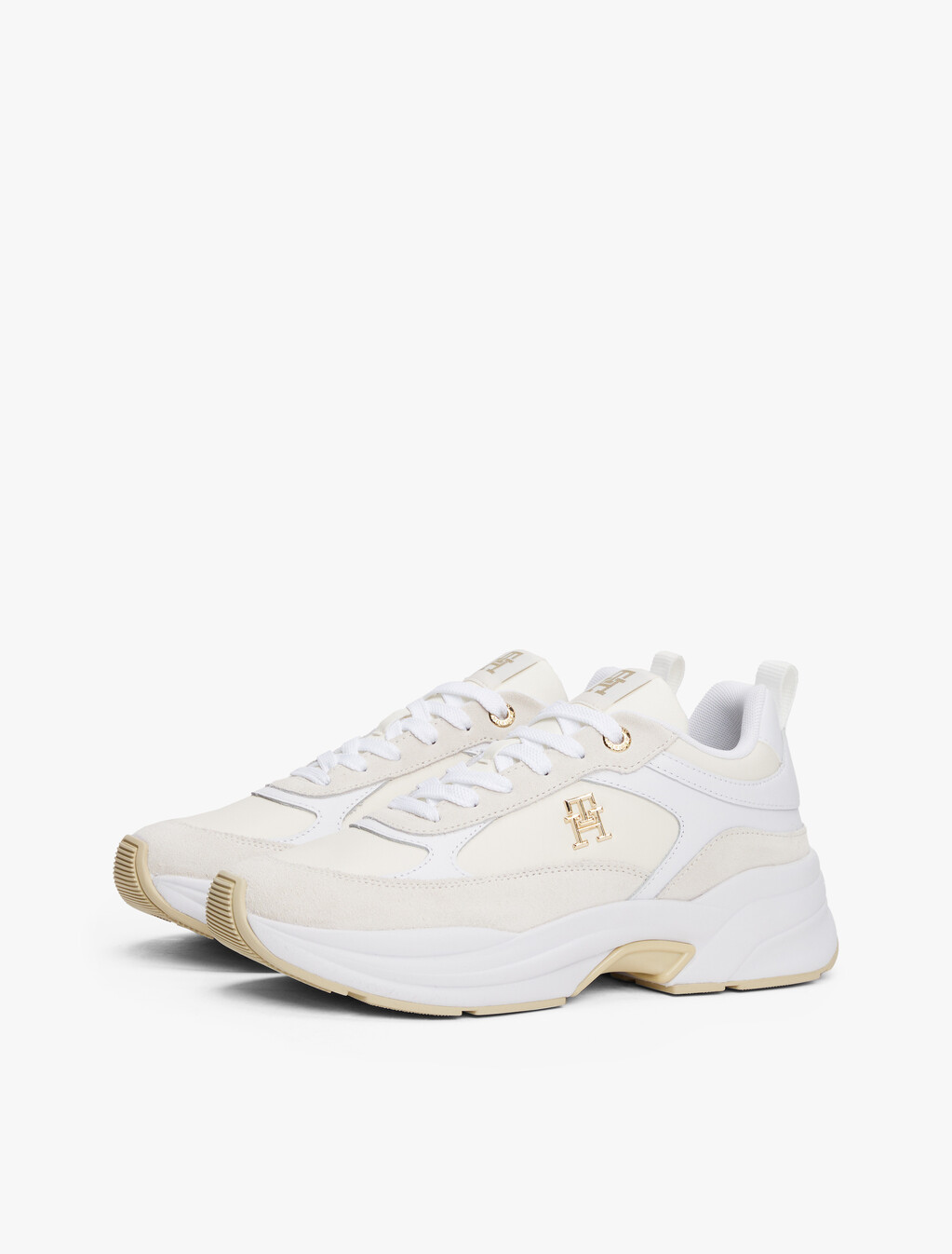 TH Monogram Chunky Trainers, White/Ivory Petal, hi-res