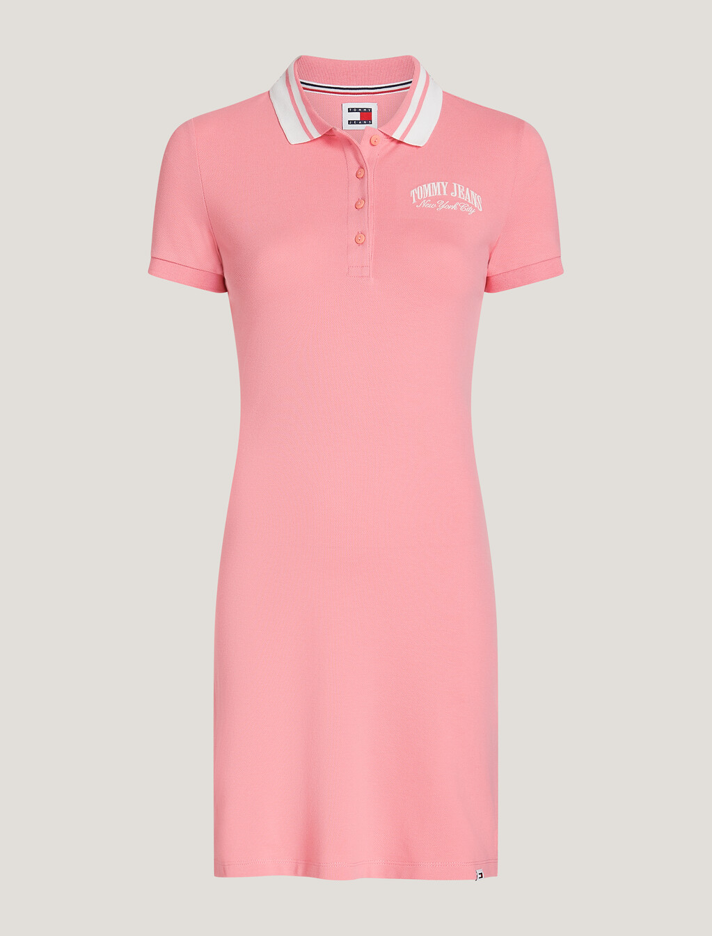 Tipped Collar Fitted Polo Dress, Tickled Pink, hi-res