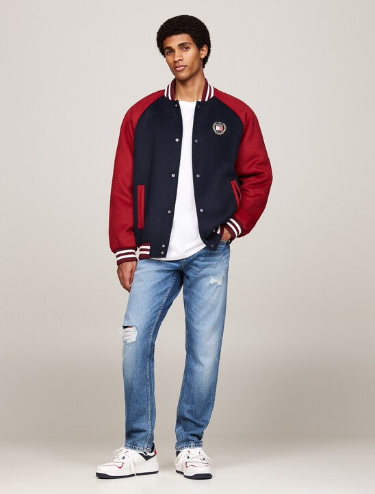 Embroidery Bomber Jacket With Wool