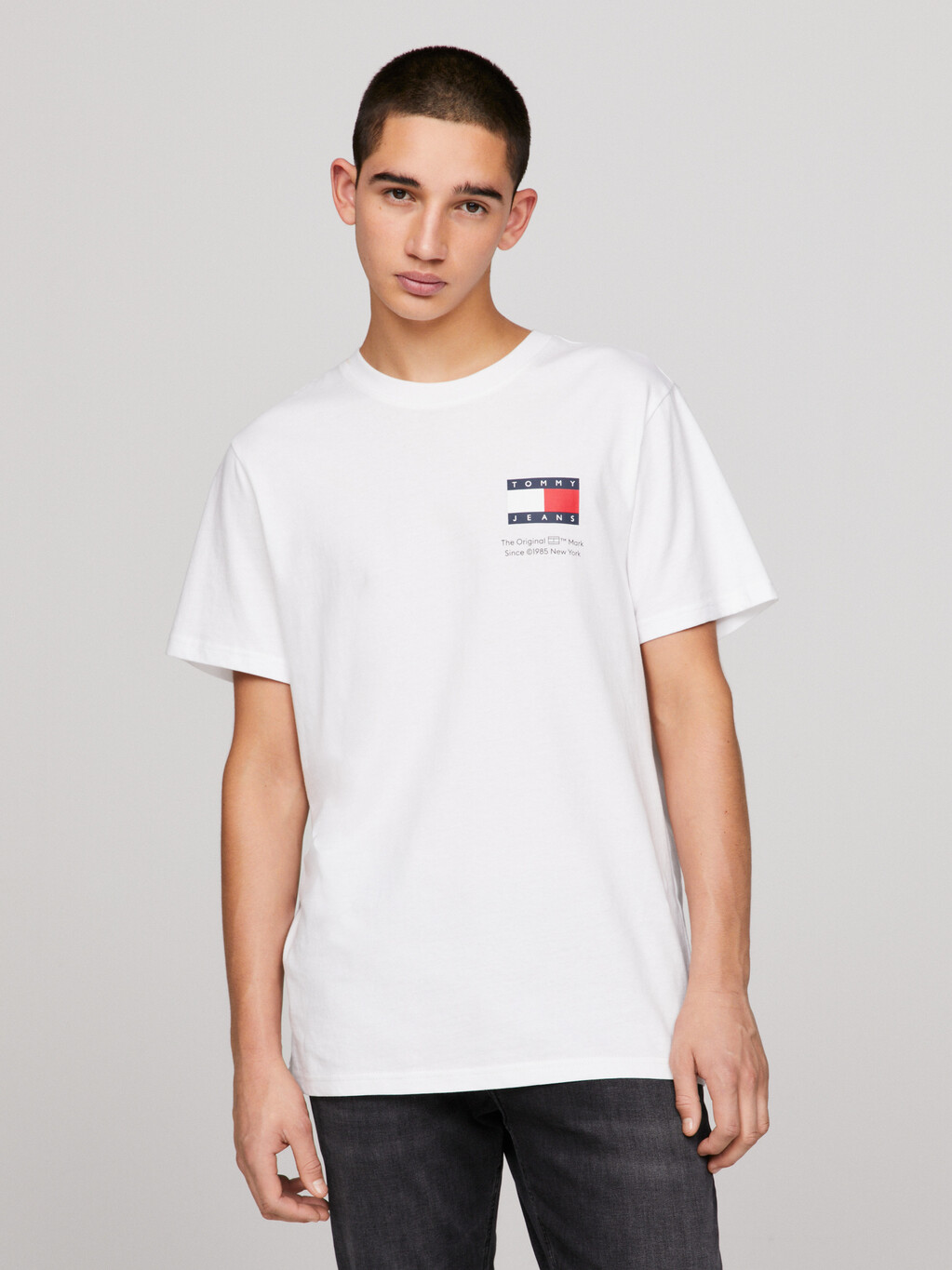 Essential Logo修身 T 恤, White, hi-res