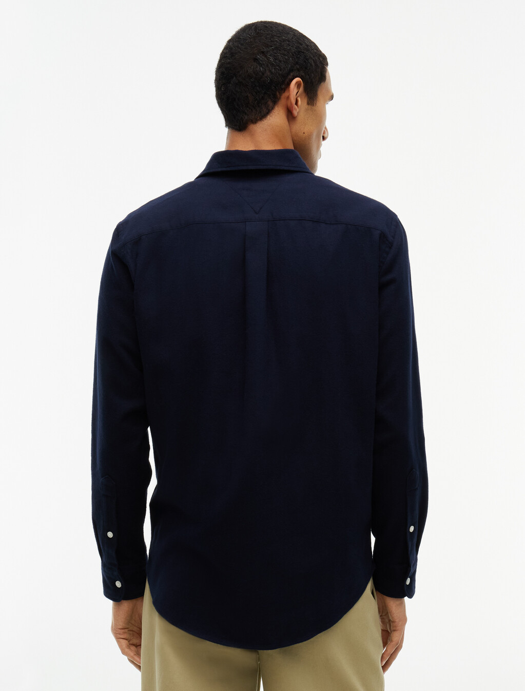 Regular Fit Herringbone Flannel Shirt, Navy Blue, hi-res