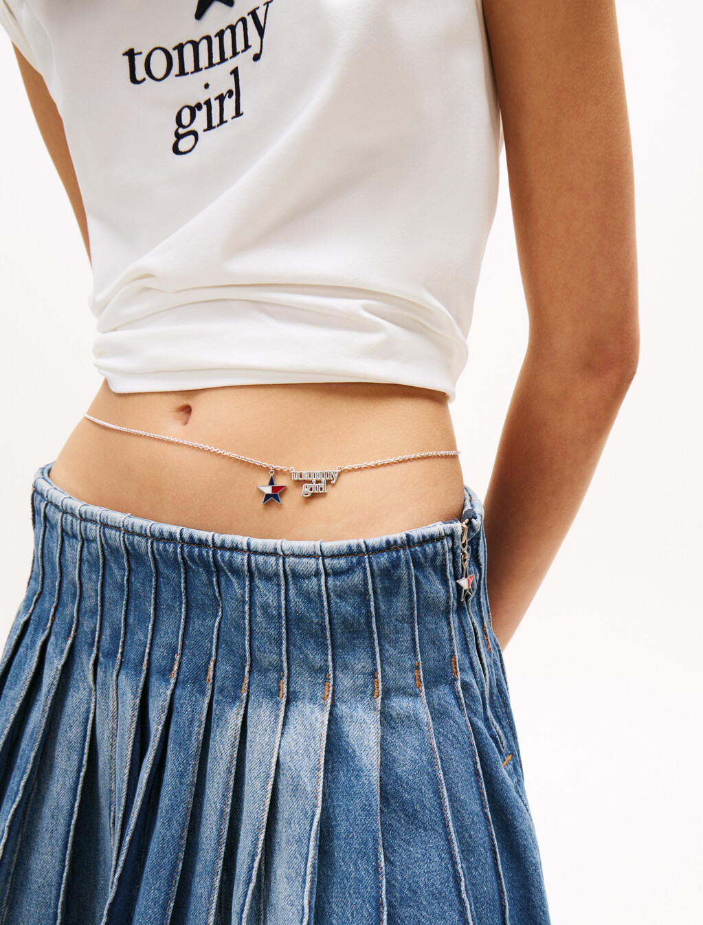 Tommy Girl 牛仔百褶迷你裙裝, Indigo Wash, hi-res