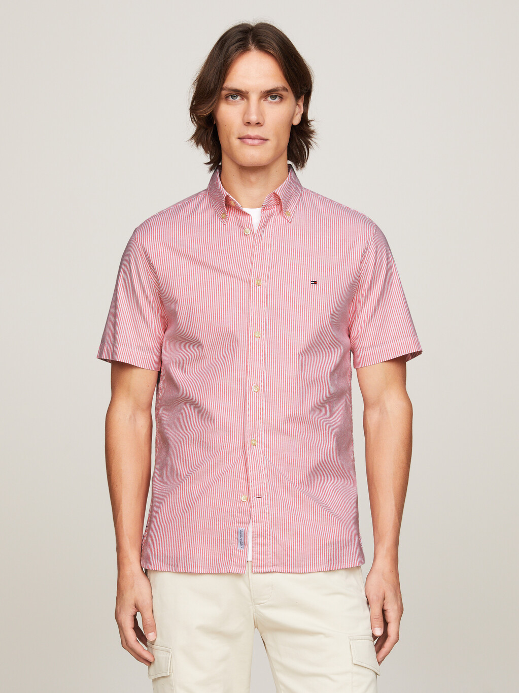 旗幟條紋短袖恤衫, Laser Pink / Optic White, hi-res
