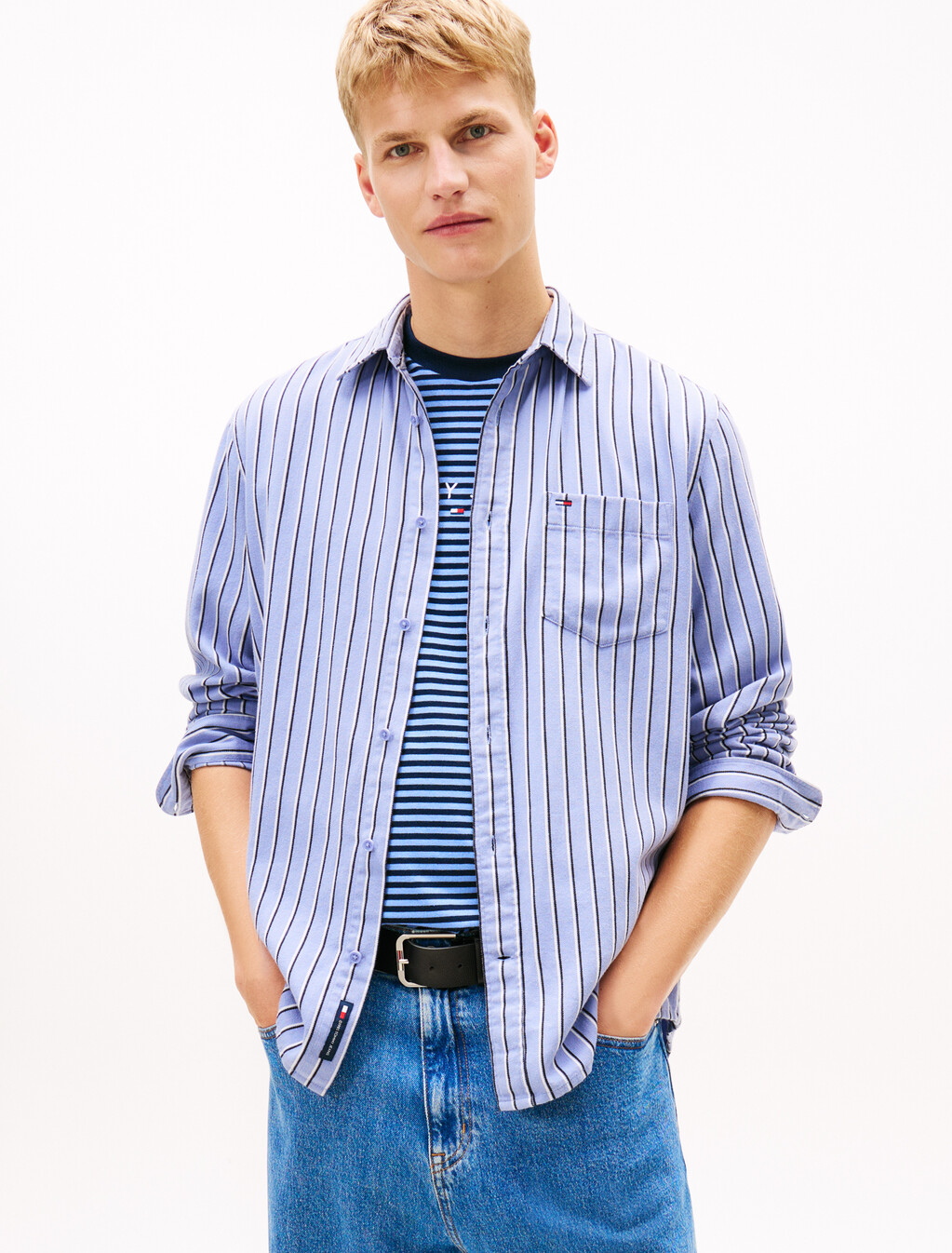 Relaxed Fit Stripe Twill Shirt, Nordic Iris/Stripes, hi-res