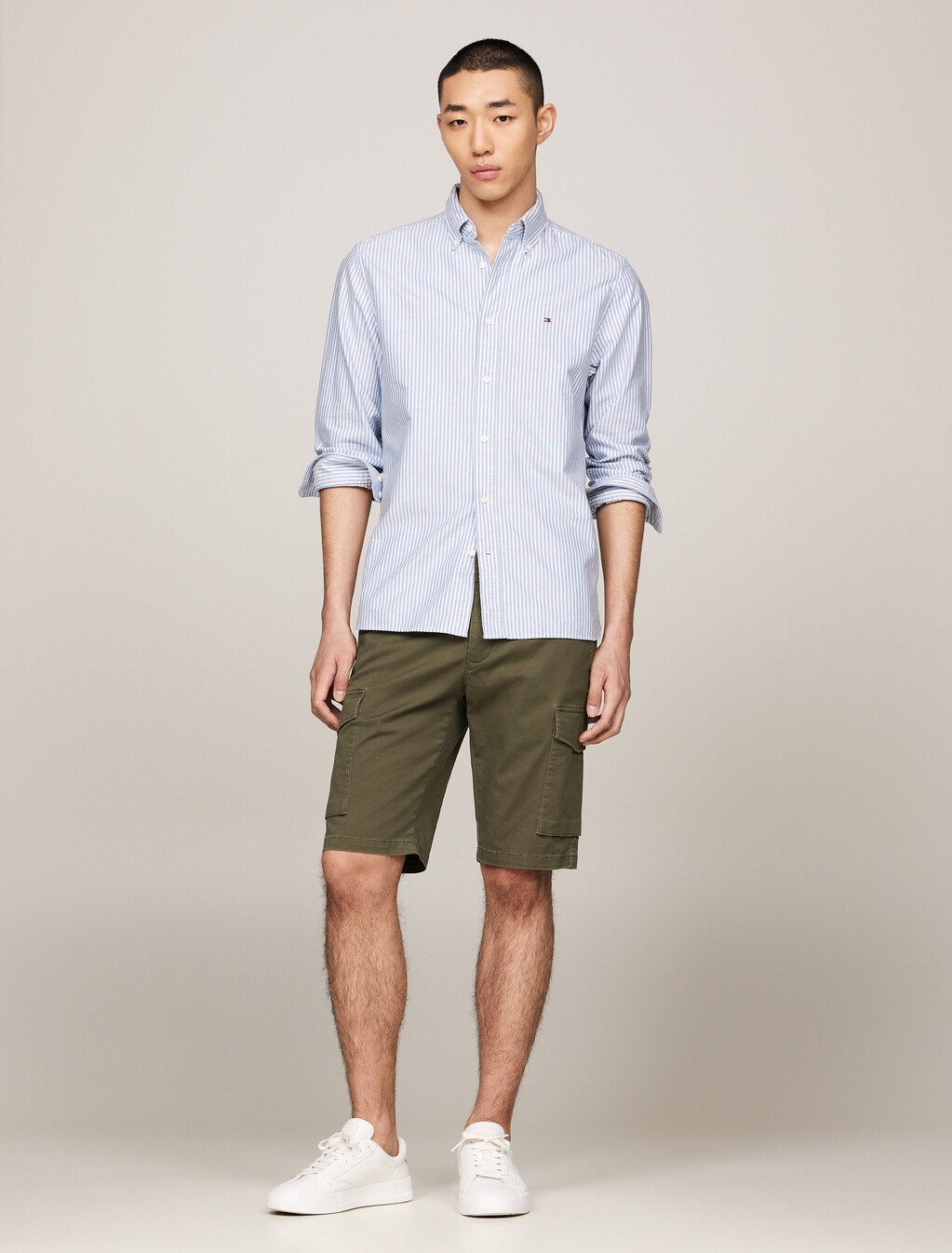 斜紋工裝口袋短褲, Army Green, hi-res