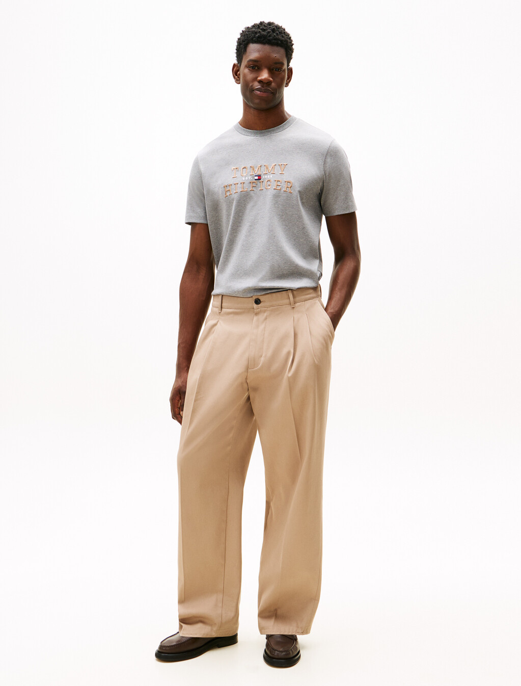 Icon 標誌刺繡短袖 T 恤, Medium Grey Heather, hi-res