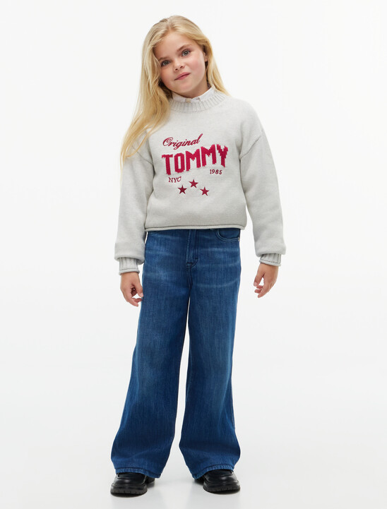 Star Embroidery Relaxed Balloon Sleeve Jumper