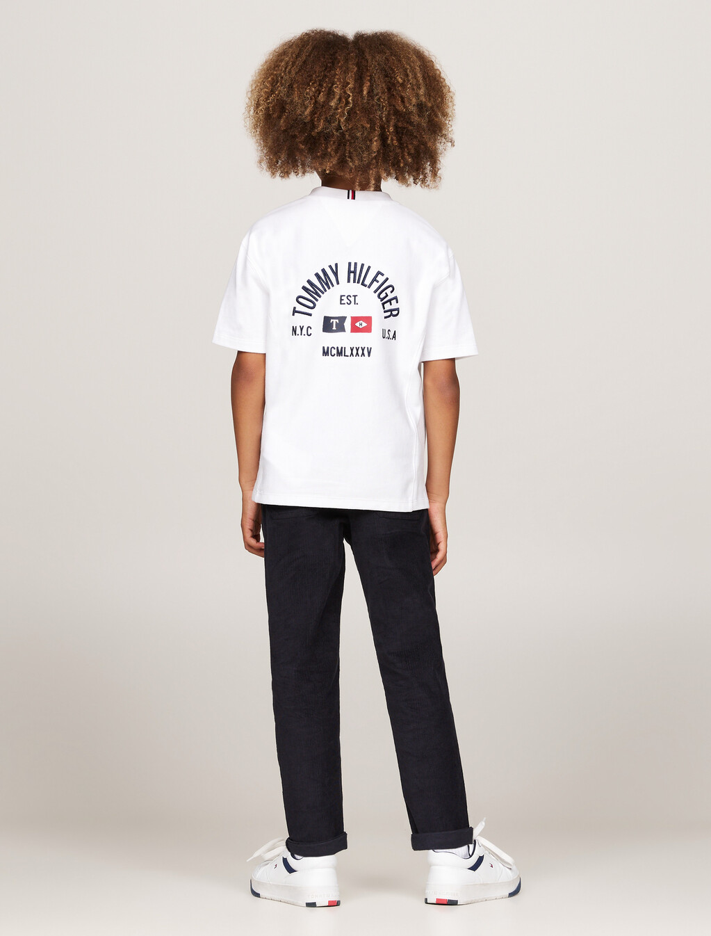 Back Logo Crew Neck T-Shirt, White, hi-res