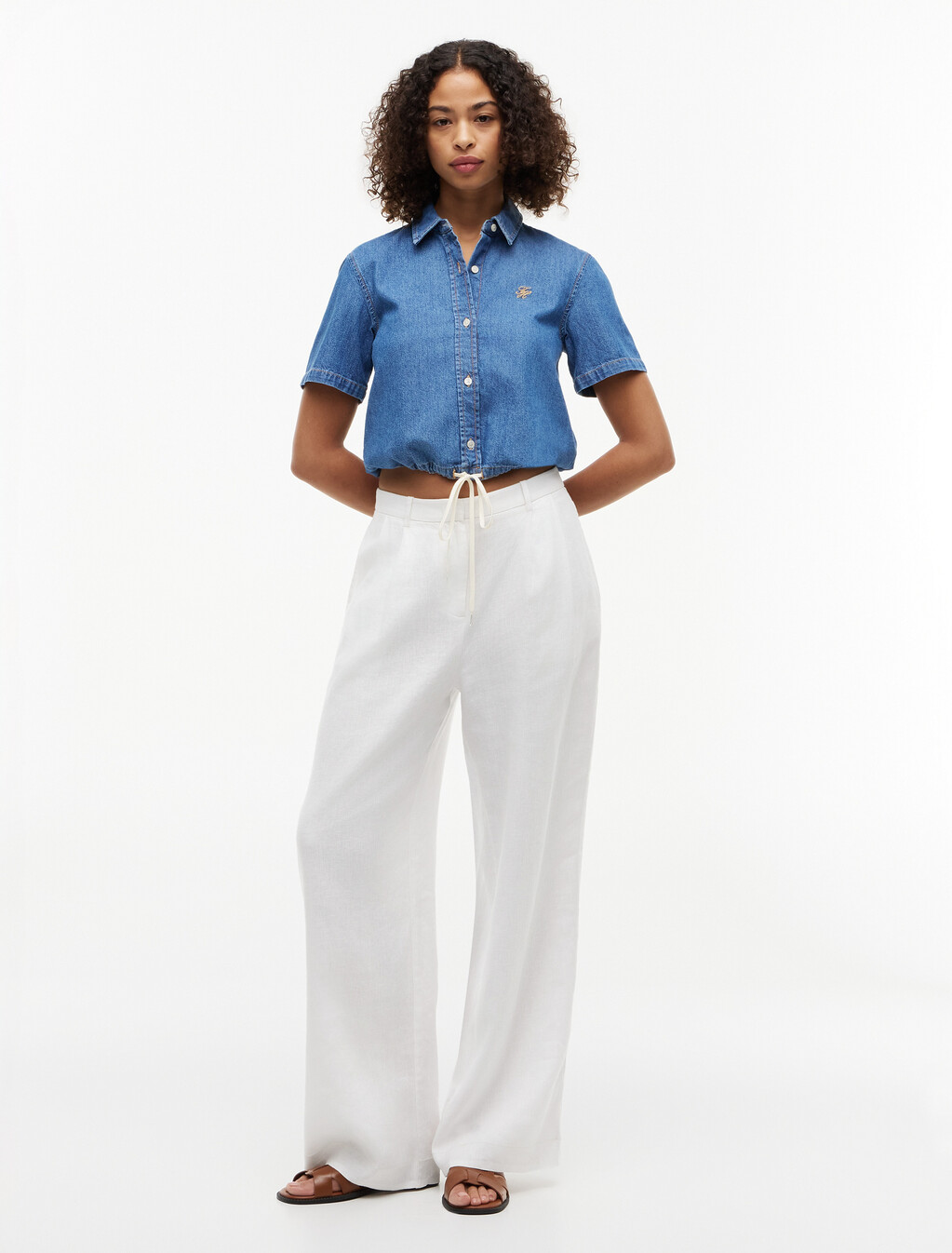 Boxy Fit Short Sleeve Denim Shirt, Mia, hi-res