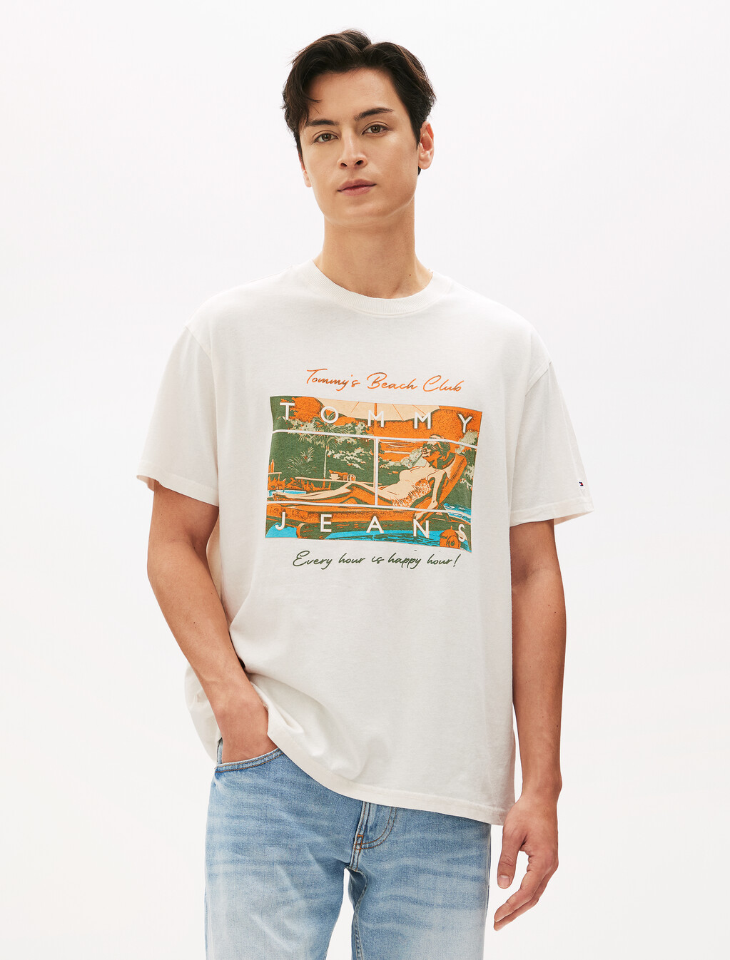 Relaxed Beach Club Graphic T-Shirt, Ancient White, hi-res