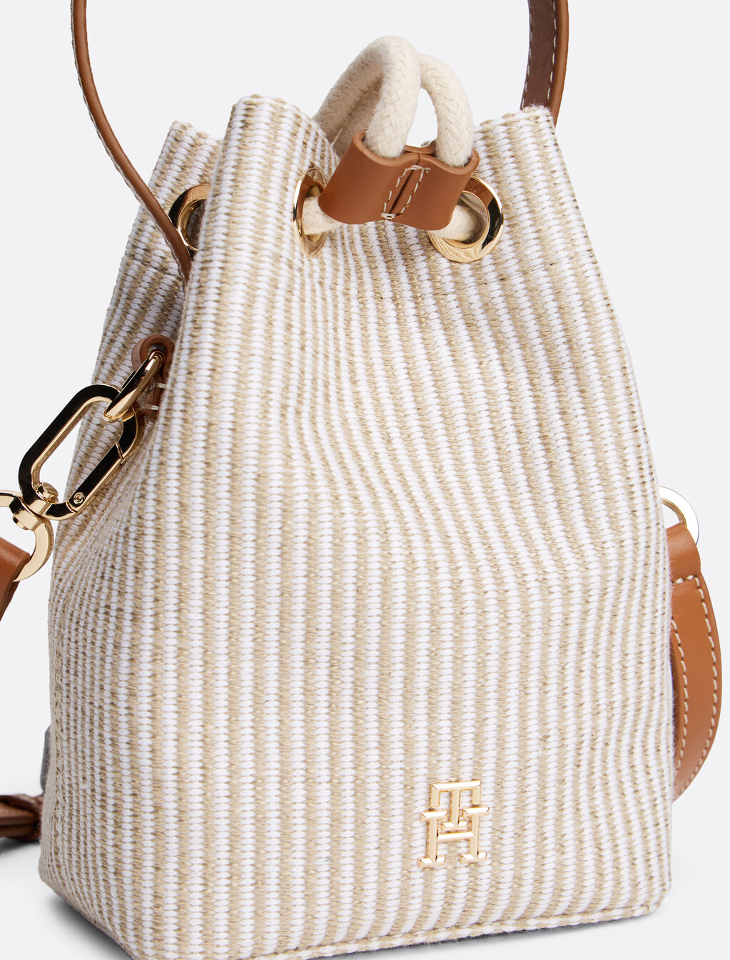 Crossbody Bucket Bag, Neutral Stripe, hi-res