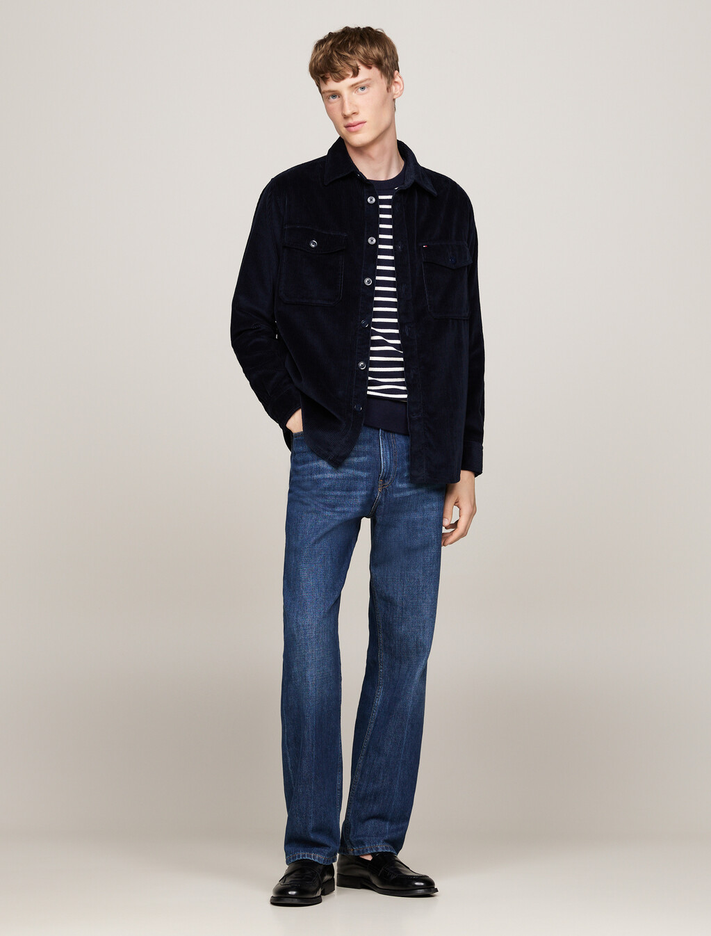 Embroidery Relaxed Corduroy Overshirt, Desert Sky, hi-res