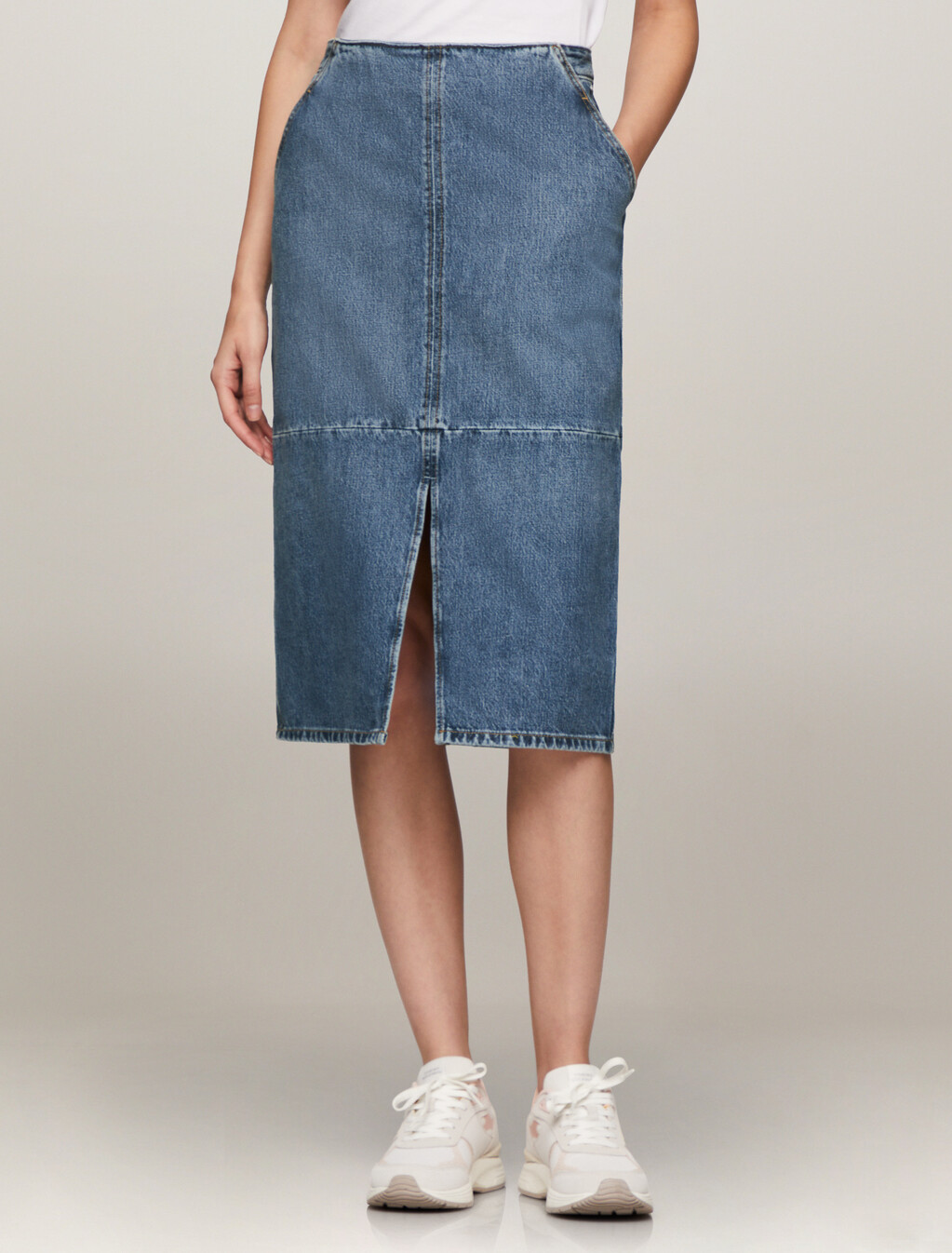 High Waist Midi Denim Skirt, Beth, hi-res