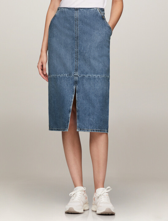 High Waist Midi Denim Skirt