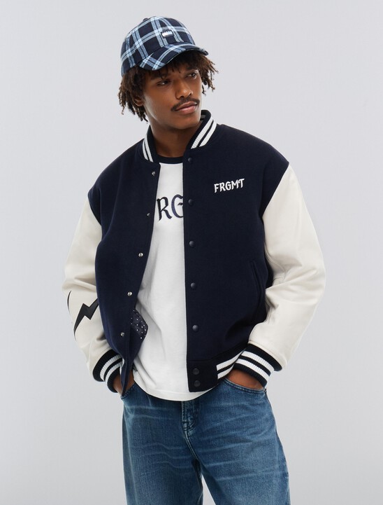 Tommy Hilfiger x FRGMT Pebble Grain Leather Varsity Jacket