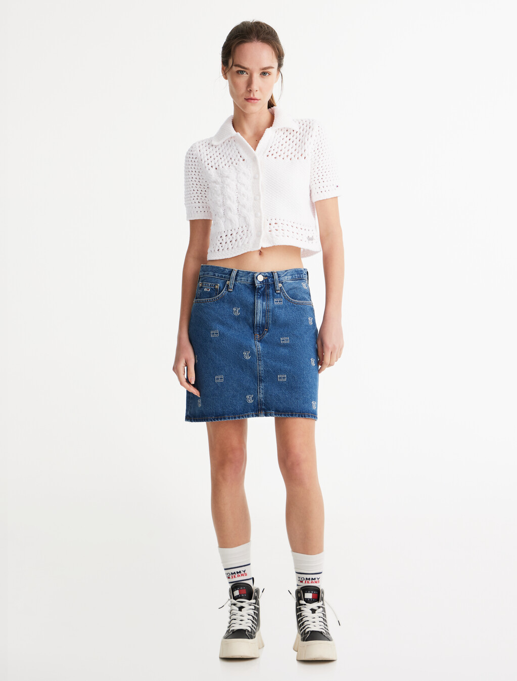 Perforated Camp Collar Cardigan, Ancient White, hi-res