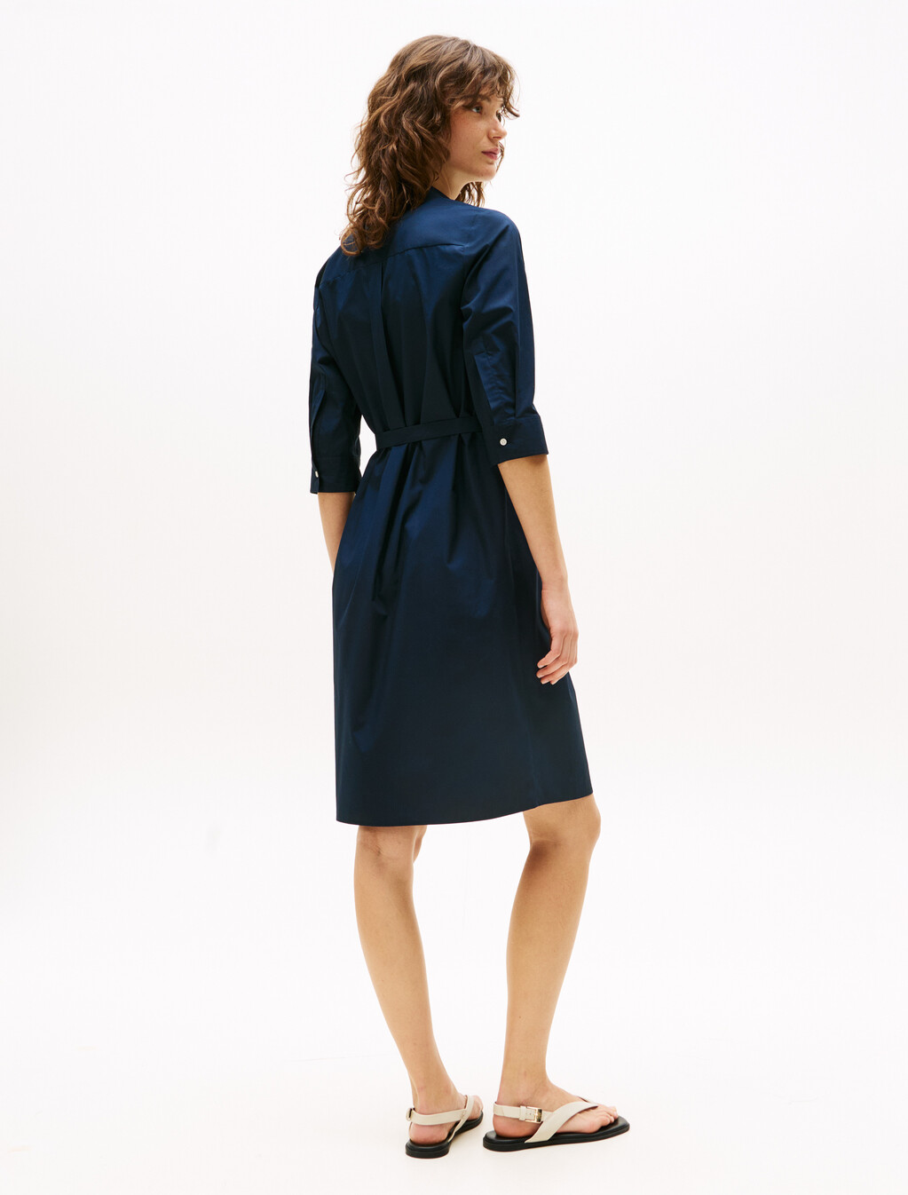 Asia Fit 3/4 Sleeve Shirt Dress, Dark Night Navy, hi-res