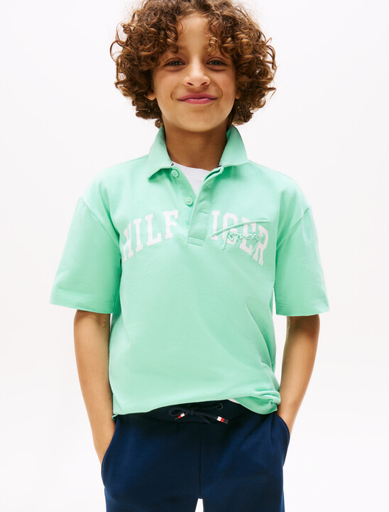 男童裝復刻風混合圖案 Polo 衫