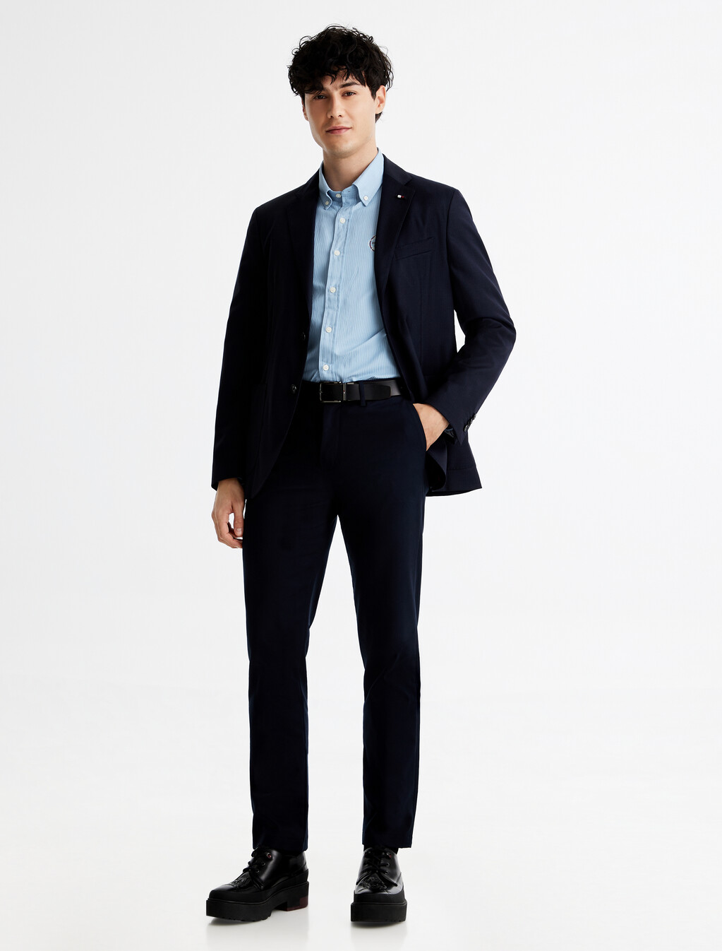 Jacquard Pattern Stripe Shirt, Vessel Blue, hi-res
