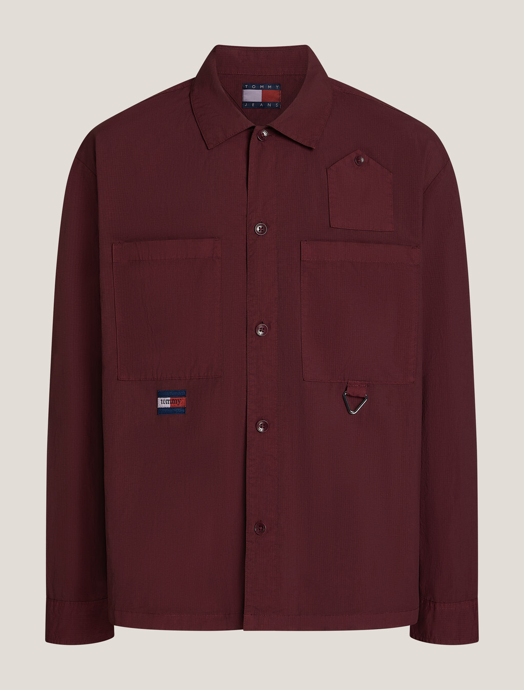 Recycled Nylon Utility Overshirt, Deep Rouge, hi-res