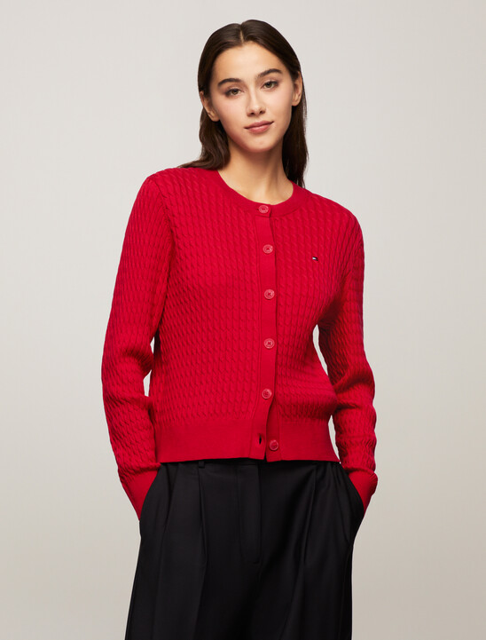 Cable Knit Crew Neck Cardigan
